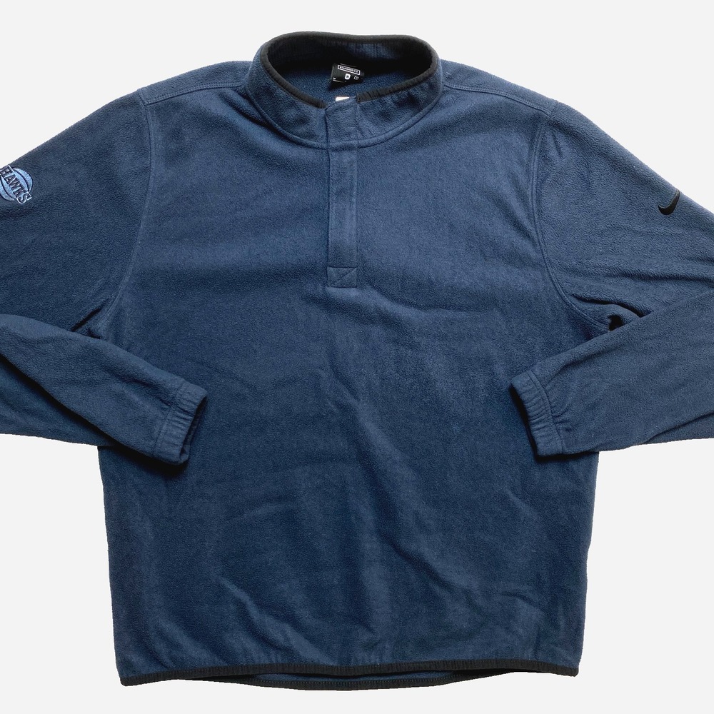 Vintage Nike Sweatshirt Mens Medium Blue Hawks Fleece Pullover 1/2 Zip